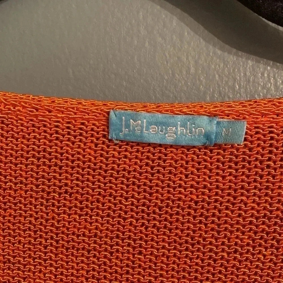 J. McLaughlin orange v neck sweater - cotton blend - light weight - medium - Picture 2 of 6
